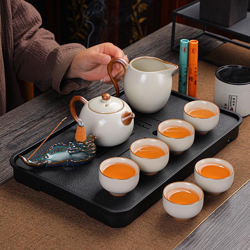 Shixun High-End Ru Kiln Crackle Glaze Ceramic Tea Set