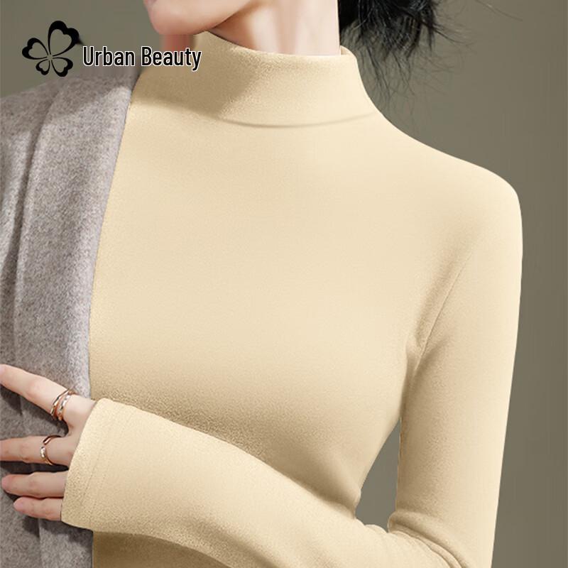 Urban Beauty Women's Fleece-Lined Semi-High Neck Long Sleeve Top