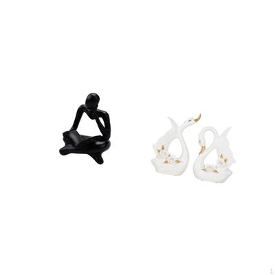 Abstract Thinker Swan Couple Statue Decoration for Tabletop Living Room Shelf Office Bookshelf