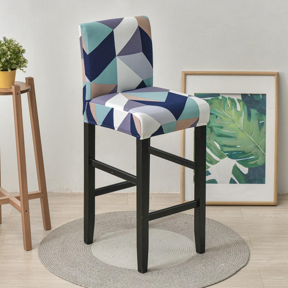 

Elastic Bar Stool Chair Cover Home Dining Room Bar Seat Cover Geometric Style Restaurant Hotel Decor Washable Easy Cover 1pc 1pc
