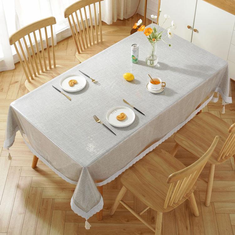 New Transparent Pvc Lace Tablecloth Waterproof Oil -Proof Table Cloth Anti -Scalding Living Room Tea Table Decorative Cloth