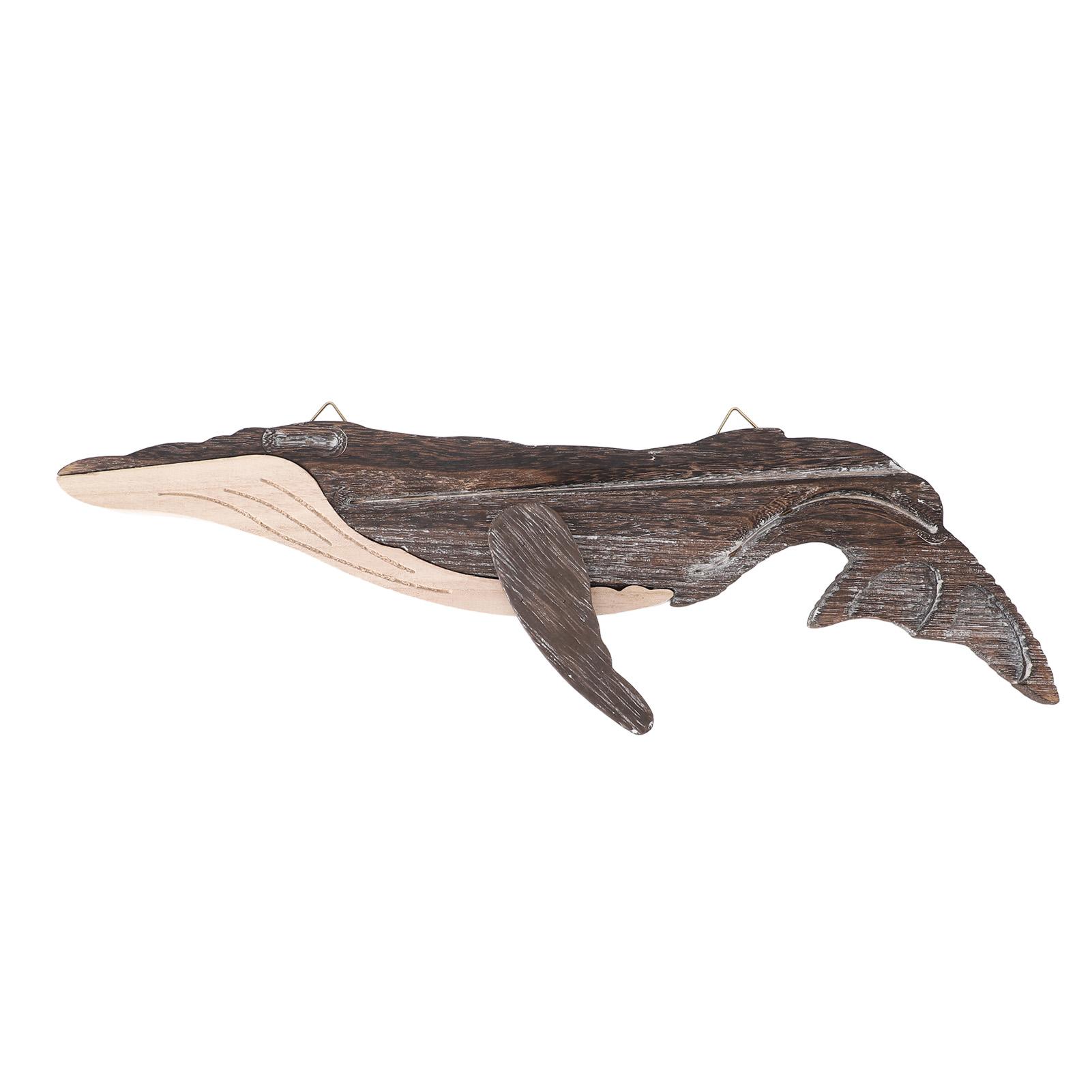 

Wooden Whale Wall Decoration Whale Pendant Ocean Theme Whale Hanging Ornament for Living Room Drooping Tail