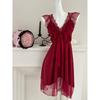 Pure Desire Style Satin Slip Nightdress Sexy Backless Lace Bow Polka Dot Lingerie Women