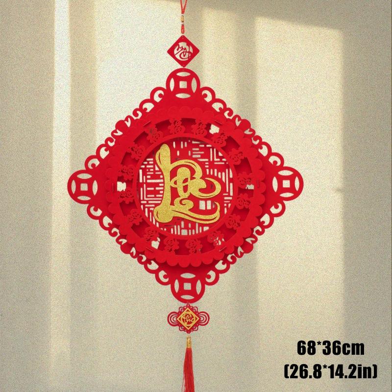 Vietnamese New Years Decoration 2026 Chinese Spring Festival Lucky Pendant with Tassel Chinese New Year Window Wall Decoration