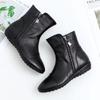 Autumn and winter flat-soled short boots women's boots soft-soled soft-faced side zipper medium mother shoes cotton boots velvet