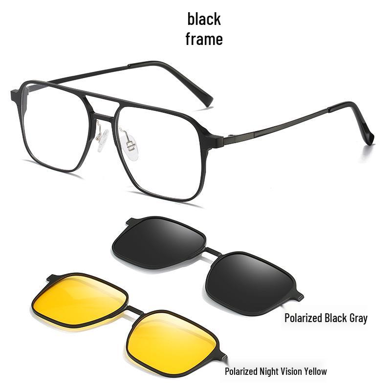 Polarized Dual-Use Myopia Driving Glasses with Large Frame & Magnetic Clip-On Night Vision Goggles