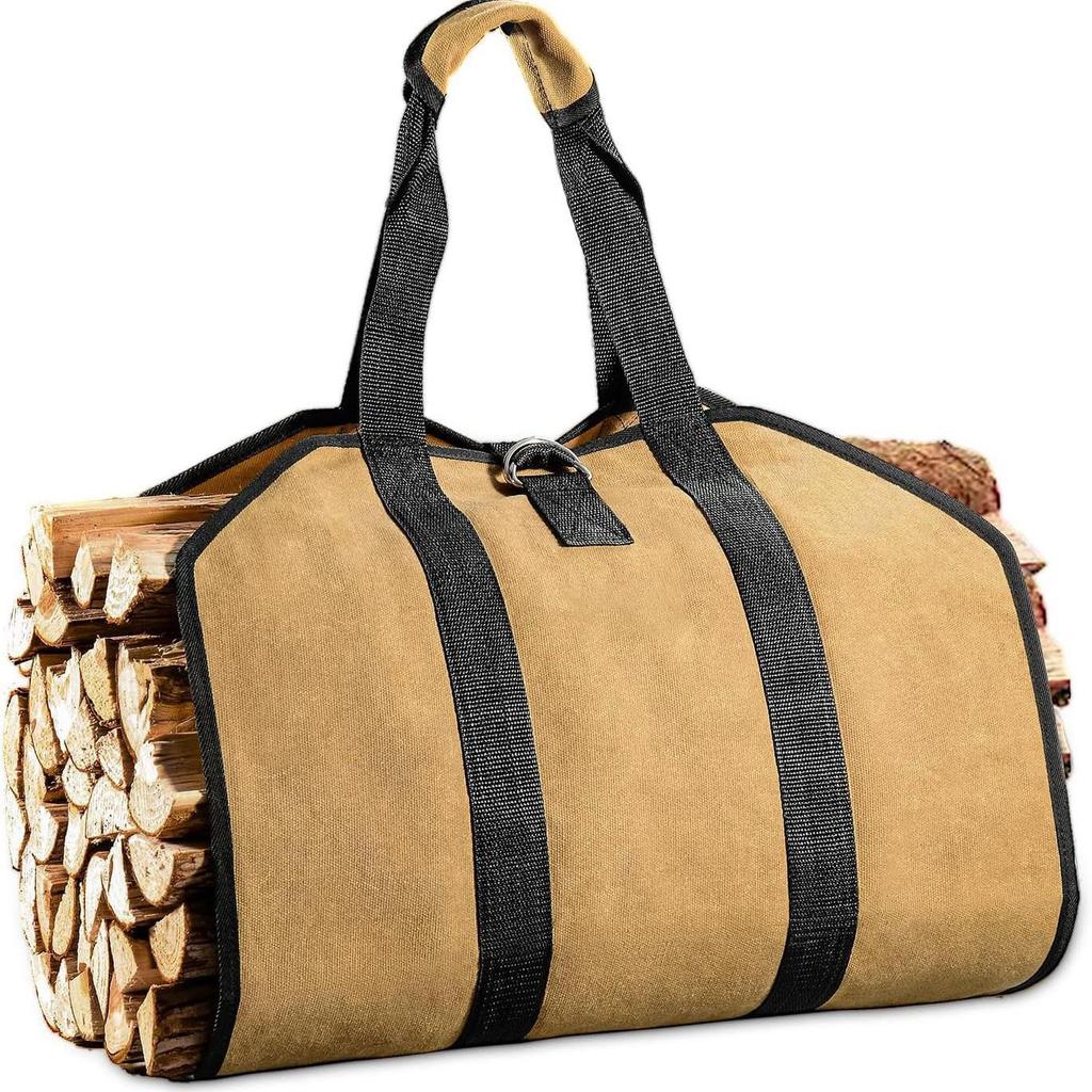 Large Multi-Functional Canvas Firewood Tote Bag