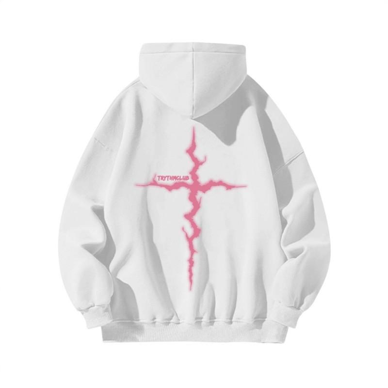 Unisex Kapuzenpullover Mit Blitz-Print Lockerer Sitz Winterlich Warm Fleecegefüttert Streetwear Teenager