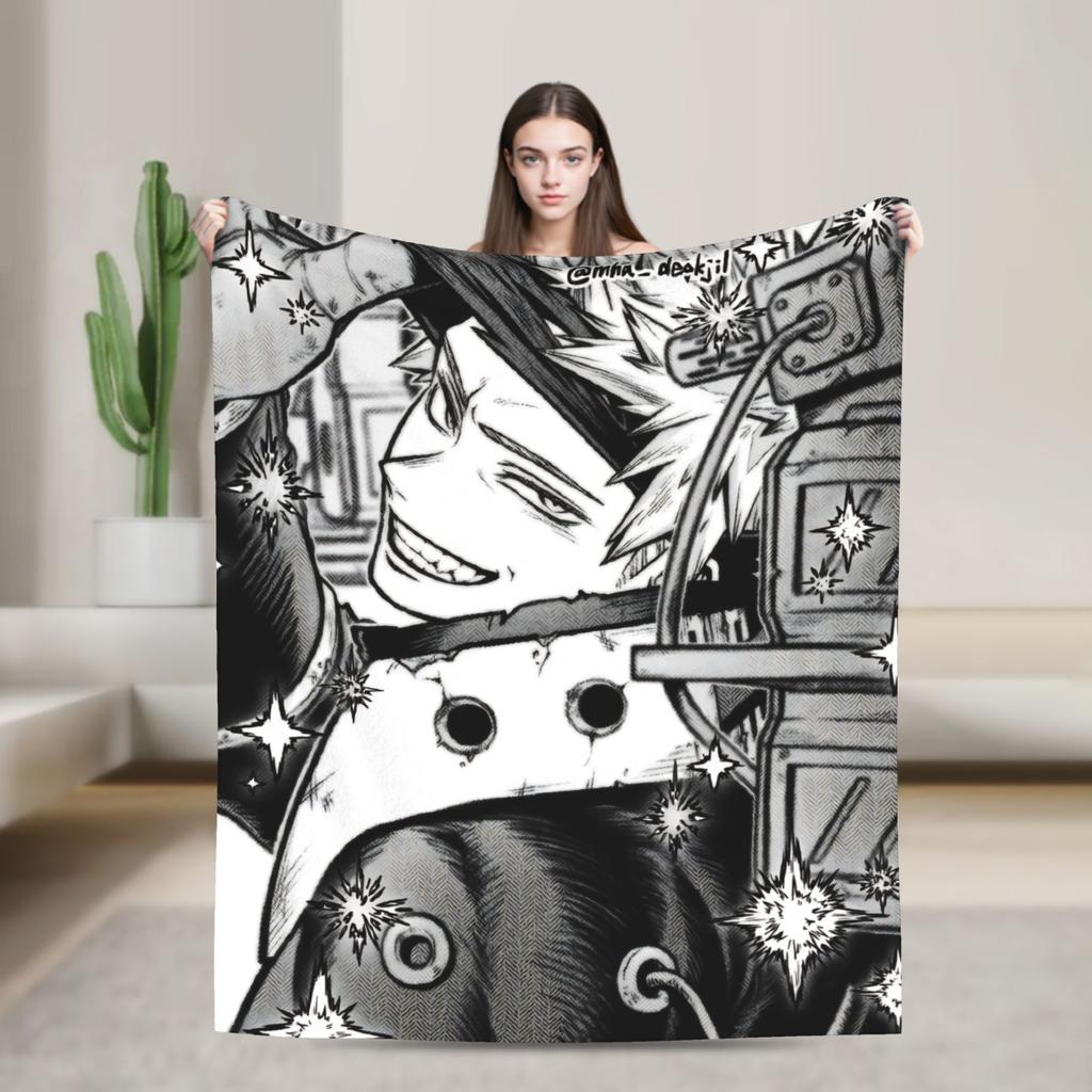Katsuki Bakugo Anime  Blanket  Warm Soft Funny Plush Bedding Throws For Home Decor Travel Office Flannel Bedspread Bed Cover