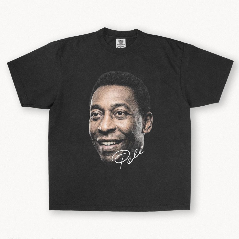 Pele Graphic Tee – Football Autographed Streetwear Shirt – Premium Cotton Unisex T-shirt 4XL