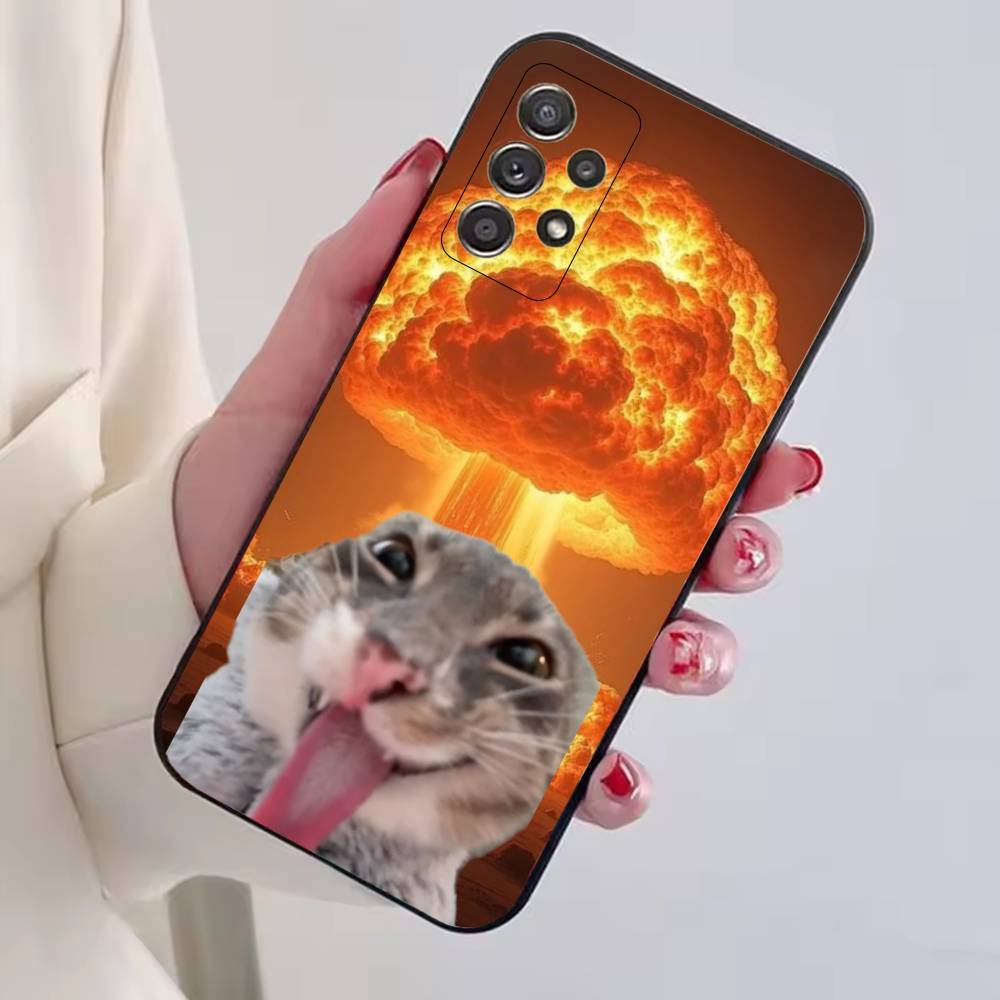 Mignon Chat Animal de Compagnie Mèmes Coque de Téléphone Pour Samsung S25,S24,S21,S22,S23,S30,Ultra,S20,Plus,Fe,Lite,Note,10,Housse Noire