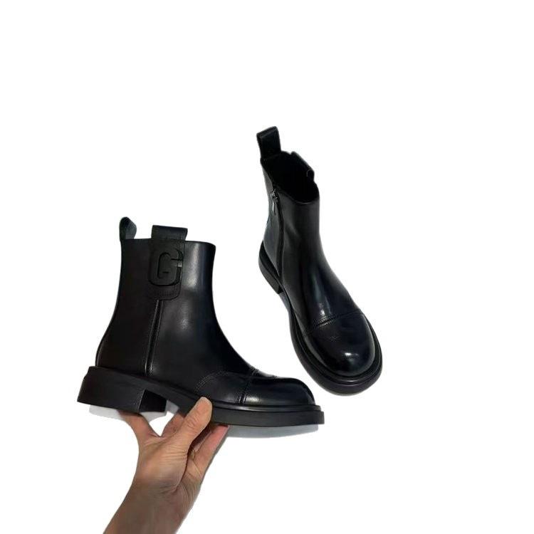 Popular bottom cigarette tube thin boots thin Chelsea short boots 2025 autumn and winter new thick-soled zipper British Martin boots