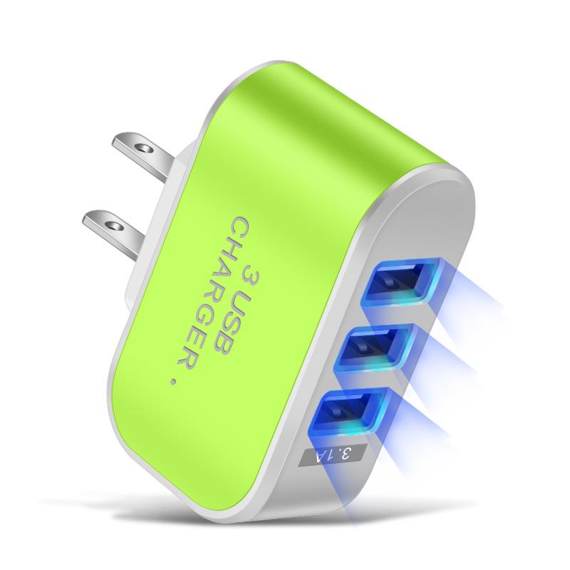 5V 1A 3-Port USB Wall Charger Adapter Candy Color For Mobile Phone Travel IPhone Charging Adapter With Indicator For Android Box