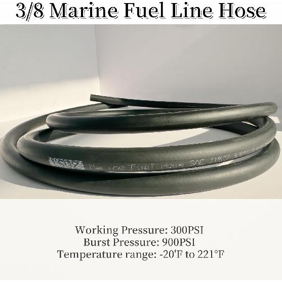 3/8'' Marine Fuel Hose Feed Line Rubber Type A1-15 / SAE J1527 Standards Fits For Ships And Marine Equipment (3/8 Inch 25Ft)