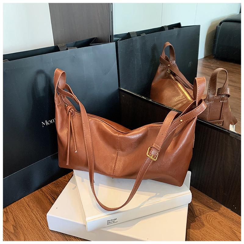 

Новая модная сумка-пельмень из мягкой кожи большой вместимости, нишевый дизайн, повседневная ретро сумка через плечо, сумка-мессенджер для женщин коричневый