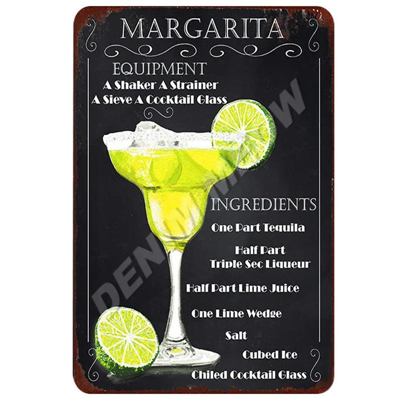 Cocktail Ingredients, Vintage Rum Punch Metal Plates, Mojito Metal Sign, Bloody Mary, Painting Wall Posters, Home Decor, WY50