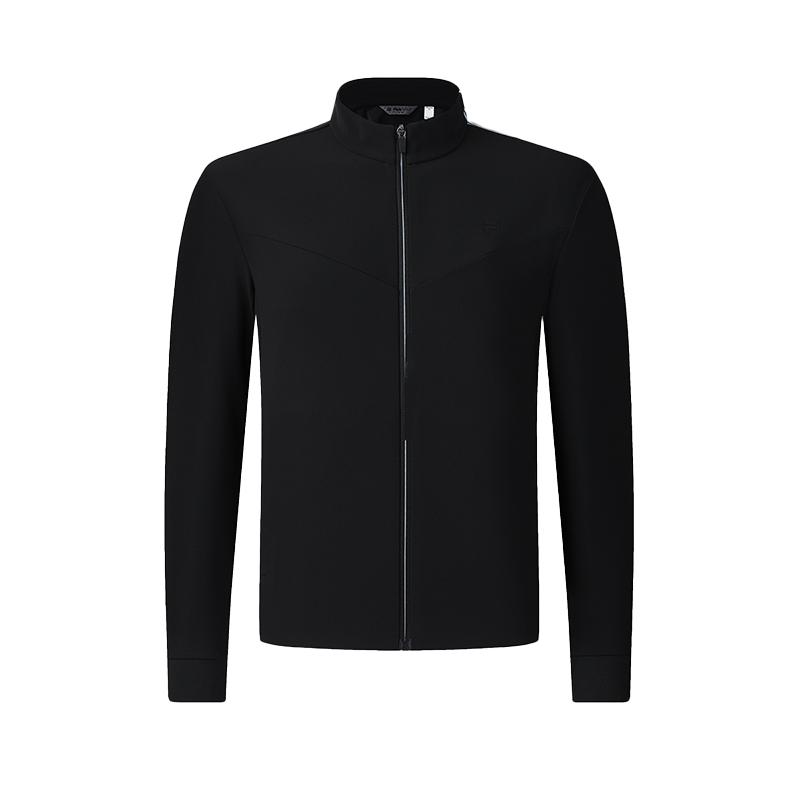 FILA Tennis Series Simple Knitted Stand Collar Long Sleeve Jacket Men Jacket Deep-Black A11M513507F-BK