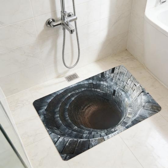 Floor Mat 3D Optical Illusion Rug with Realistic Hole Effect Soft Non-Slip Pet-Friendly Carpet Living Room Hallway Decorative Rug