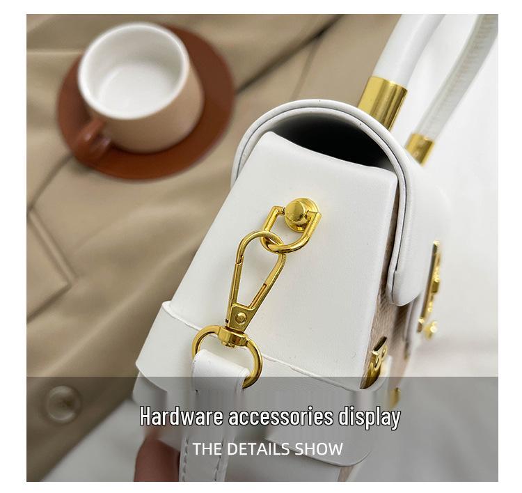 Elegante Retro Strukturierte Quadratische Umhängetasche mit Überschlag mit Schloss