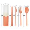 Portable Reusable Spoon Fork Travel Picnic Chopsticks Wheat Straw Tableware Cutlery Set With Carrying Box For Student Office
