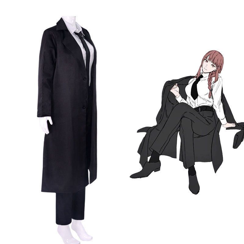 Chainsaw Man Makima Cosplay Costume Long Trench Coat Set Demon Hunter Cosplay Halloween Costume