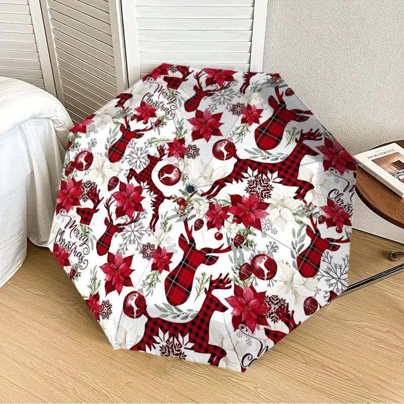 

1pc Christmas Deer Decorations Automatic Folding Umbrella, 8-Rib Durable Frame, Durable Foldable Design - Elegant Gift for Commute yy251210052