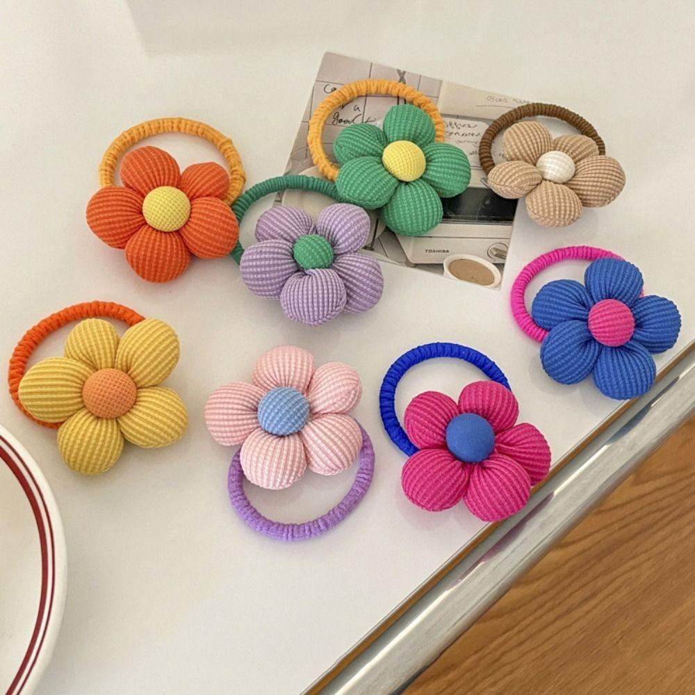 

3D Cartoon Hair Loop High Elastic Korean Headband Fashion Flower Hair Rope Girl Hair Accessory