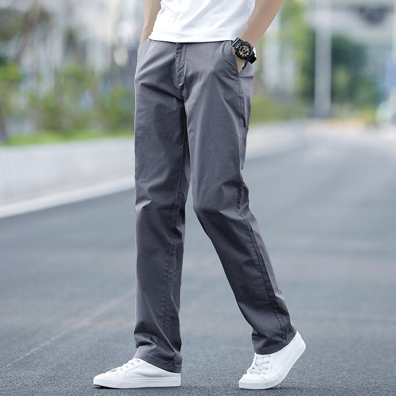 Men's Plus Size Cotton Casual Pants - Spring/Autumn 2025, Loose Straight Leg with Winter Velvet Lining