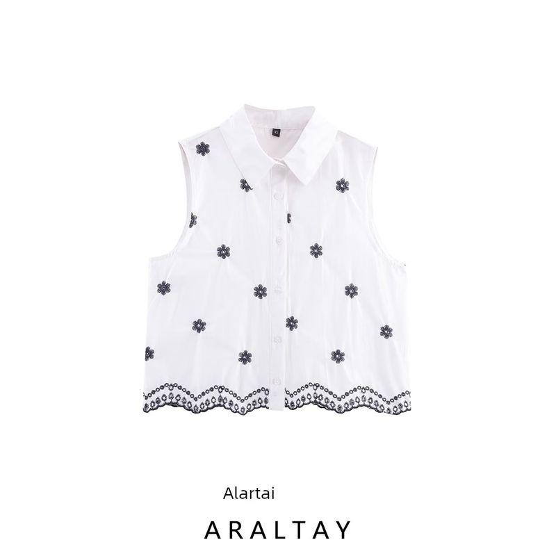 Araltay Autumn New Women's Clothing Fashion Style Fashion All-Match Casual Cut Out Embroider Shirt 3564801