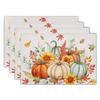 Watercolor Floral Placemats Set of 4 Blue Yellow Poppy Flowers Washable Non-Slip Heat Resistant 12×18 Inch Spring Summer Seasonal Linen Fabric Table M