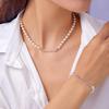 European Style Mother's Day Stainless Steel 'Mama' Pearl Clavicle Necklace and Bracelet Set for Women