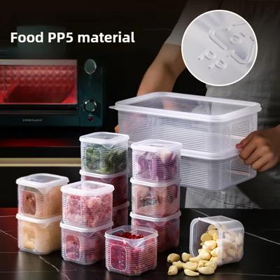 6 Grids Vegetable Fruit Fresh-keeping Box Food Storage Container with Lid for Refrigerator Kitchen Spice Seasoning Storage Jar