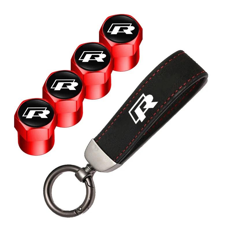 VEMZG1 2026 Hot For VW VOLKSWAGEN Car Tire Wheel Valve Caps Cover Suede Car Key Chain Ring Keychain For VW GTI Scirocco Polo T5 Passat