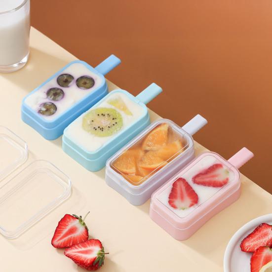 Silicone Ice Pop Mold with Stick, Food Grade Reusable Ice Cream Maker with Lid, DIY Summer Freezer Ice Lolly Mold for Kitchen