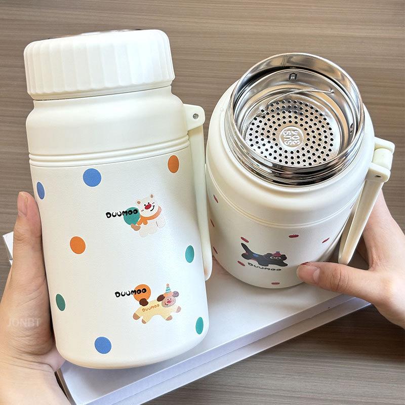 Söta Djur Termosflaska För Varma och Kalla Drycker Vakuumflaska Termisk Med Te-sil Utomhus Stor Fitness Resa Camping