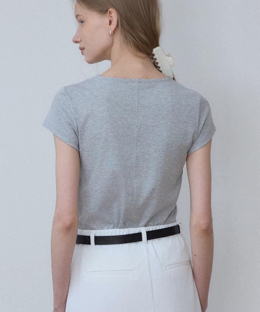 OURHOPE Logo Silky Slim Fit T-Shirt - Melange Grey