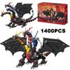 Creative 1400PCS Game Character Hydreigon Dragon Building Blocks Three Elements Dragon Assembling Bricks Toys Gift For Boy Adult