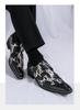 Cross-Border Plus Size Snake Print Leather Monk Strap Men's Shiny Pointed Toe Wedding Party Shoes