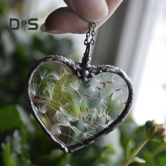 

Ожерелье с семенами одуванчика, ювелирные изделия с природными цветами в форме сердца, ретро, ​​из нержавеющей стали, прозрачное, изысканное семейное ожерелье с подвеской для пары
