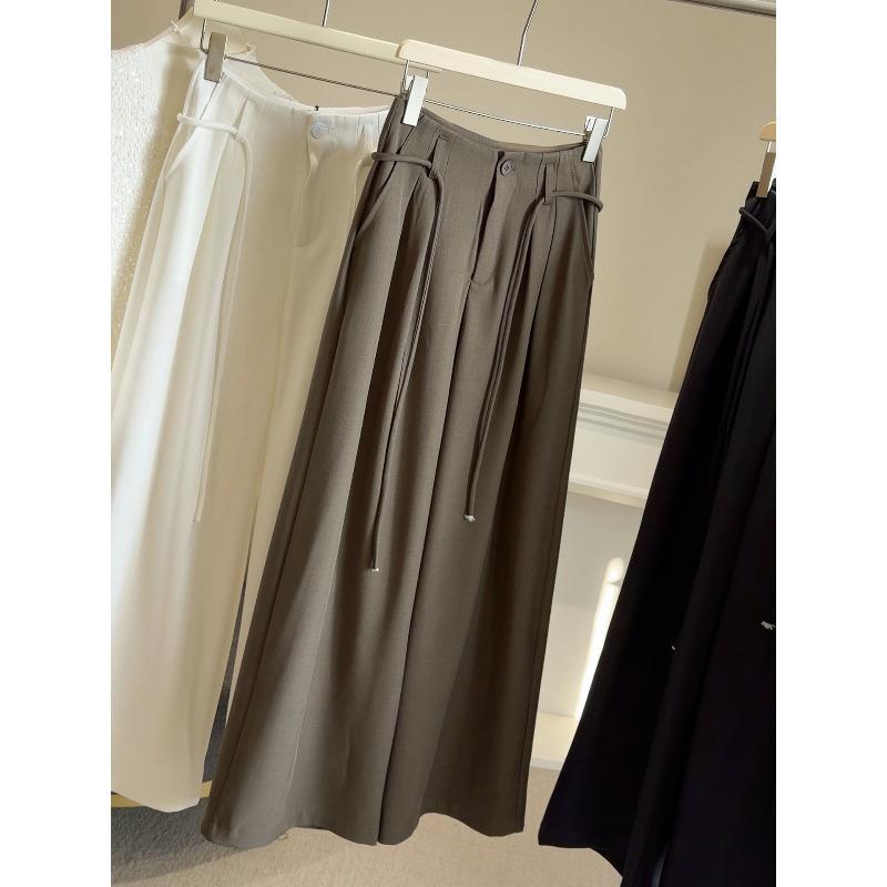 Premium casual wide-leg suit pants women's spring and autumn new Korean version of high-waisted simple pear-shaped vertical straight floor pants