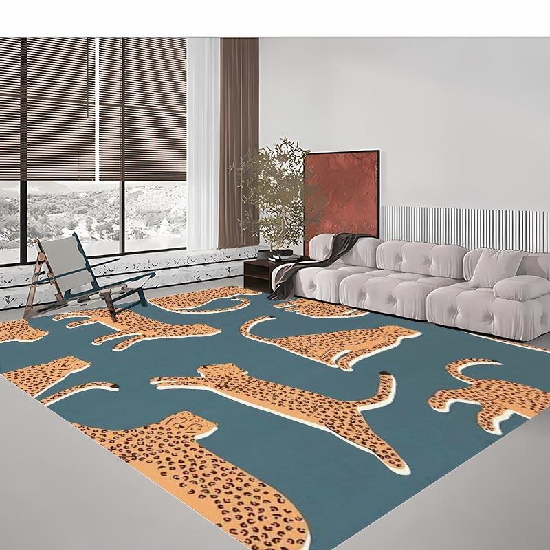 Leichter Luxus Teppich mit Leopardenmuster für Wohnzimmer Schlafzimmer Flur Alfombra Rutschfest Weiche Teppiche Sofa Fußmatte Heimdekor Tapete