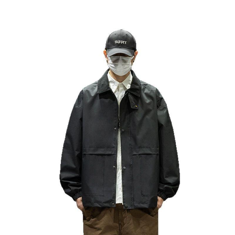 Spring and Autumn New Men's Lapel Jacket Ruffian Handsome Cargo Baseball Uniform Boys Casual Versatile Jacket Men's Clothing