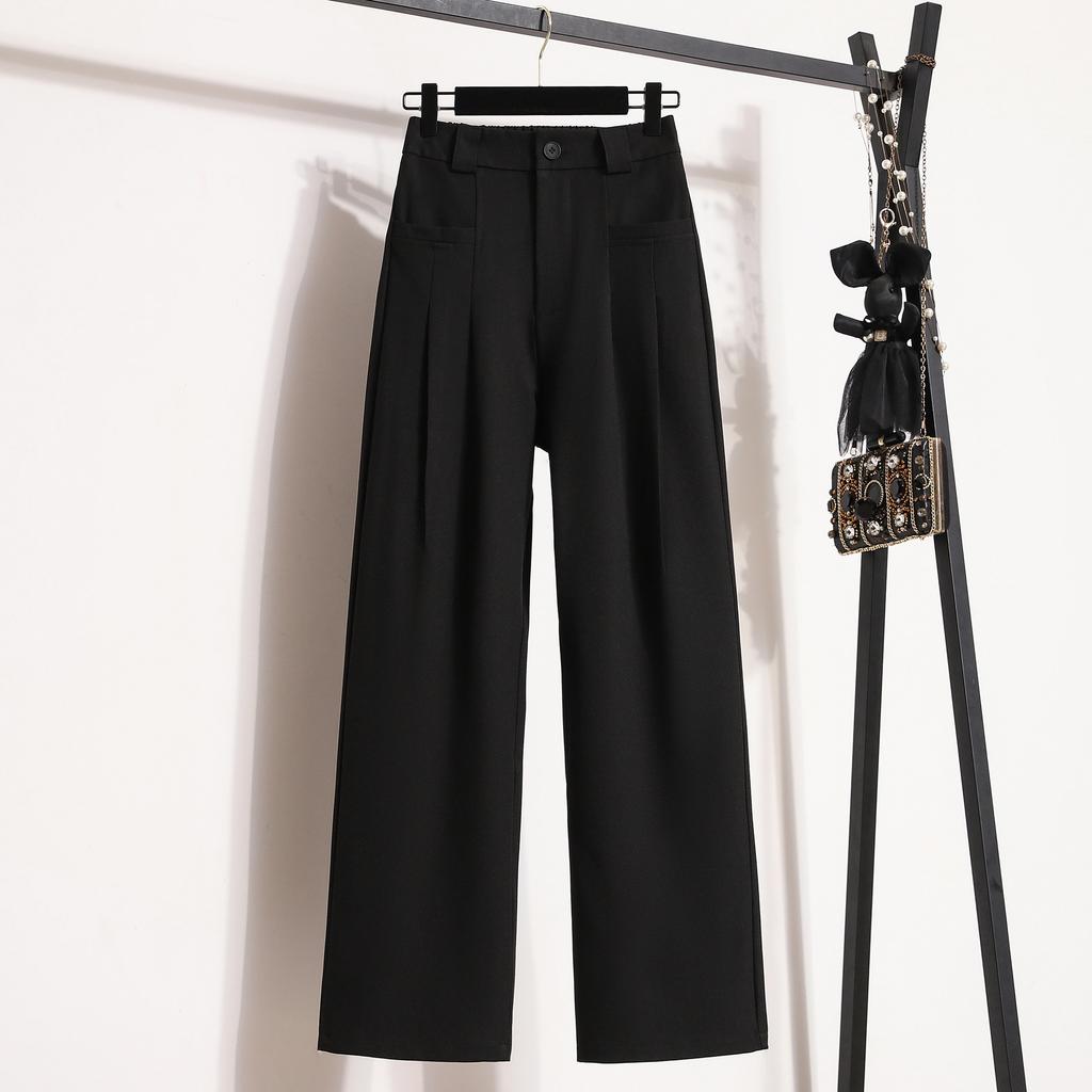 DIMANAF 2024 Donna Nuovo Autunno Taglie Forti Pantaloni a Gamba Larga Vita Alta Ampi Pantaloni Lunghi Tinta Unita Casual Pantaloni Harem 5XL