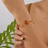 Luxury Red Zircon Maple Leaf Beads Bracelet for Women Korean Style Golden Chain Party New Plant Year Accessory Gift