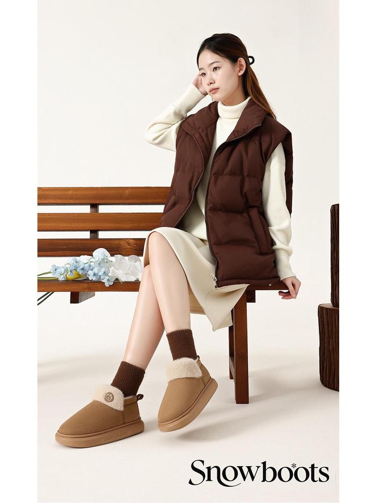 Women's Winter Cotton Snow Boots - Thick Soles, Heeled, Non-Slip, Plus Velvet for Couples, Home & Outdoor Wear