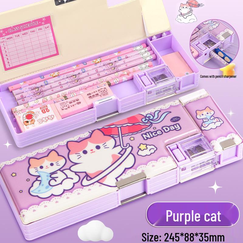 

Мультяшный двухслойный пенал для учеников начальной школы 2024 - Пластиковый пенал для мальчиков и девочек