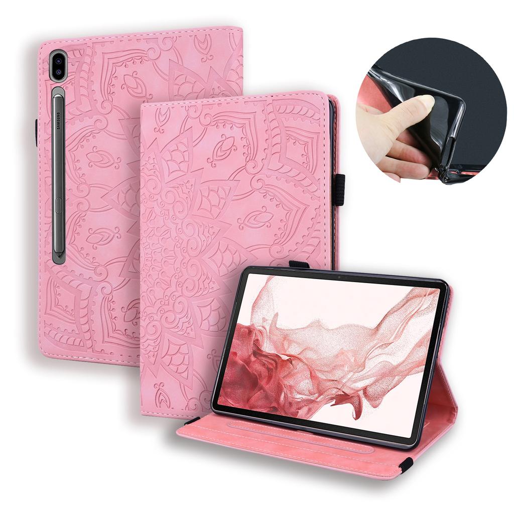 For Samsung Galaxy Tab S10 Ultra/S9 Ultra/S8 Ultra Tablet Case Card Slots Leather Cover Flower Pattern