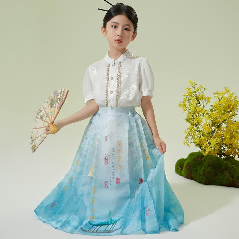 Girls  Chinese Style Horse-Face Skirt Hanfu Set 150cm