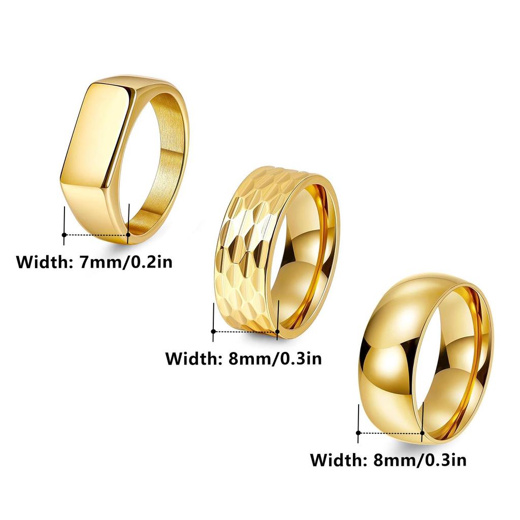 Cross-border Hot Sale Square Hammered Texture Ring Set: Simple Daily Commute & Outdoor Sports Finger Rings