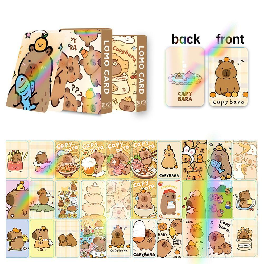 Double-sided Lomo Cards Cartoon Capybara Collection Cards Lovely Capybara Photocards  Gift